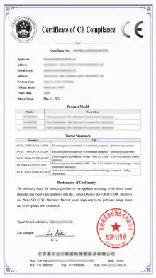 CE Conformity Certificate