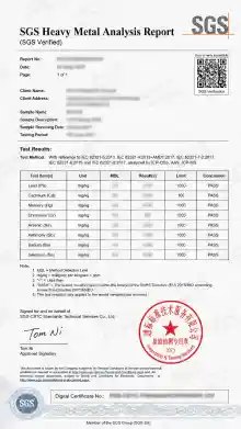 SGS Heavy Metal Test Report