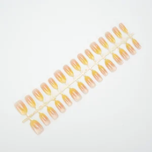 Sunset Amber Soft Gel Cat Eye Press-on Nails Yellow Blush Gradient Bulk